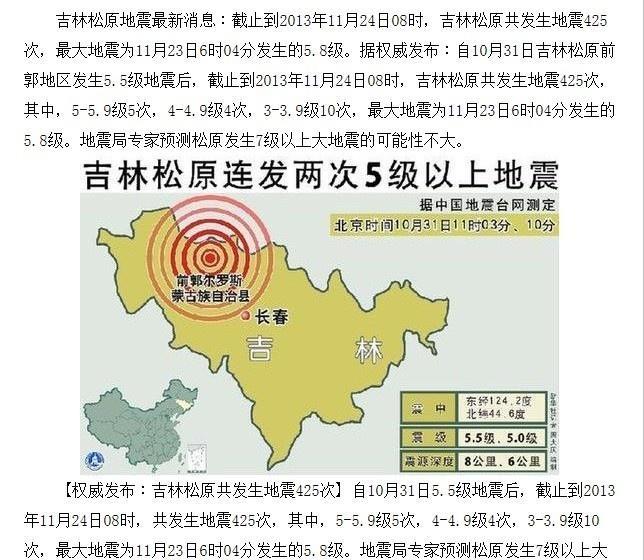 吉林省地震最新動態(tài)更新