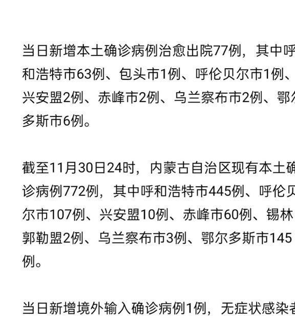 內(nèi)蒙古疫情最新動態(tài)今日通報及更新信息????