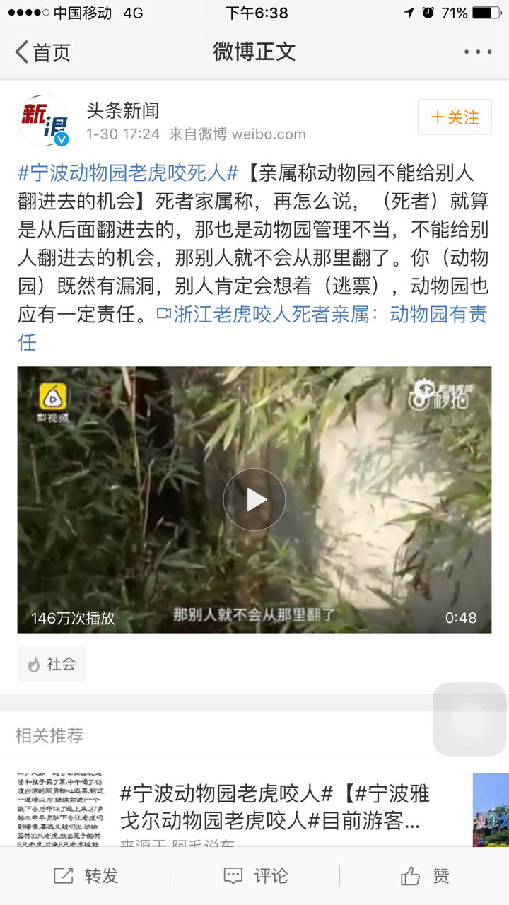 寧波老虎咬人事件最新進(jìn)展更新